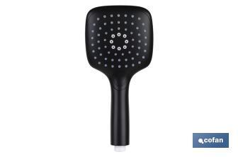 Shower kit | Black bathroom fitting | Hand-held shower head + hose + bracket included - Cofan
