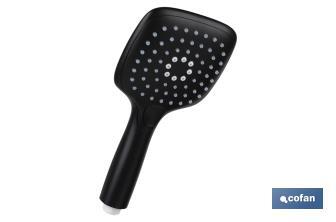 Shower kit | Black bathroom fitting | Hand-held shower head + hose + bracket included - Cofan