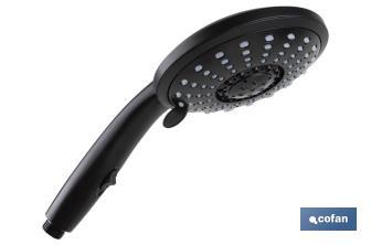 Hand-held shower head | Black bathroom fittings | 5 spray modes - Cofan