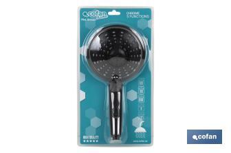 Hand-held shower head | Black bathroom fittings | 5 spray modes - Cofan