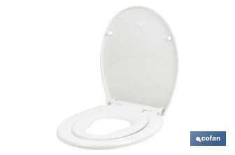 Tapa de WC familiar oval | Material: polipropileno | Cierre lento y silencioso - Cofan