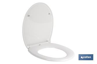 Tapa de WC | Con botón de liberación rápida | Forma oval | Material: polipropileno | Cierre lento y silencioso - Cofan