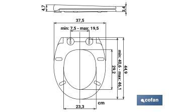 Copriwater | Con pulsante a sgancio rapido | Forma ovale | Materiale: polipropilene | Chiusura morbida e silenziosa - Cofan