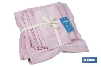 Set of 3 light-pink bath towels with 580g/m2 | Flor range | Set of bath towels made of 100% cotton - Cofan