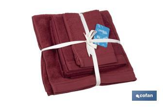 Set of 3 burgundy bath towels with 580g/m2 | Paris range | Set of bath towels made of 100% cotton - Cofan