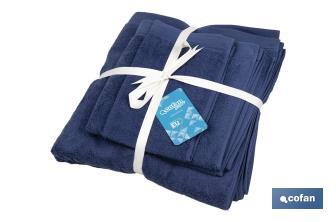 Set of 3 navy-blue bath towels with 580g/m2 | Marin range | Set of bath towels made of 100% cotton - Cofan