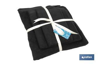 Set of 3 black bath towels with 580g/m2 | Brillante range | Set of bath towels made of 100% cotton - Cofan