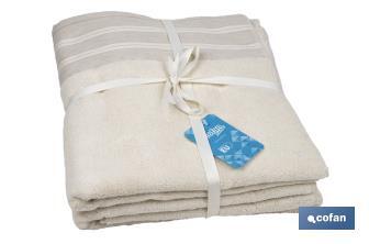 Juego de 2 toallas de color nature con 600 g/m2 | Gama Inspiración | Set de toallas 95 % de algodón y 5 % de lino - Cofan