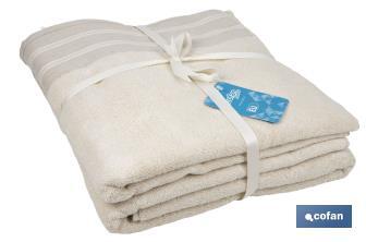 Conjunto de 2 toalhas de cor nature com 600 g/m2 | Gama Inspiración | Conjunto de toalhas 95% algodão e 5% linho  - Cofan