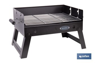 Barbacoa de carbón portátil plegable | Con parrilla cromada | Asas laterales | Compacta y fácil de transportar | Medidas: 45,5 x 34,5 x 31,5 cm - Cofan