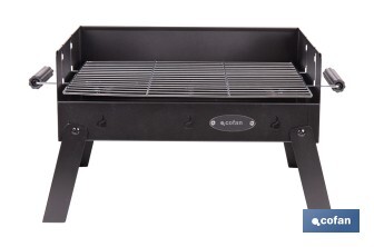 Barbacoa de carbón portátil plegable | Con parrilla cromada | Asas laterales | Compacta y fácil de transportar | Medidas: 45,5 x 34,5 x 31,5 cm - Cofan