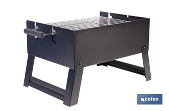 Barbacoa de carbón portátil plegable | Con parrilla cromada | Asas laterales | Compacta y fácil de transportar | Medidas: 45,5 x 34,5 x 31,5 cm - Cofan