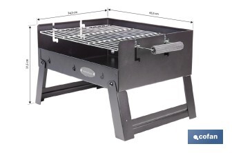 Barbacoa de carbón portátil plegable | Con parrilla cromada | Asas laterales | Compacta y fácil de transportar | Medidas: 45,5 x 34,5 x 31,5 cm - Cofan