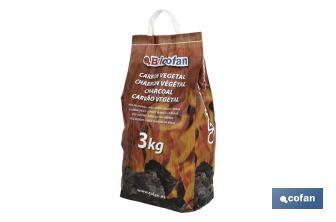 Sacchetto di carbone vegetale con manici | Peso: 3 kg | Rendimento elevato - Cofan