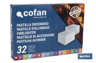 Pastillas de encendido para Barbacoa | Envase de 32 unidades | Rápido y Limpio - Cofan