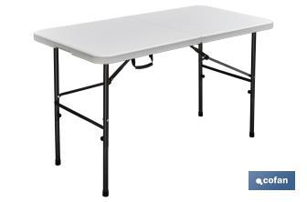 Folding rectangular table | White | Dimensions unfolded: 122 x 60 x 74cm - Cofan