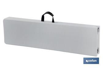 Banco plegable de color blanco | Peso máximo: 250 kg | Adecuado para 3 personas | Medidas abierto: 180 x 25 x 43 cm - Cofan