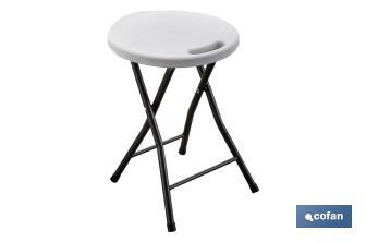 White folding stool | Suitable for indoor and outdoor use | Dimensions: 33 x 30cm wide x 46cm high - Cofan