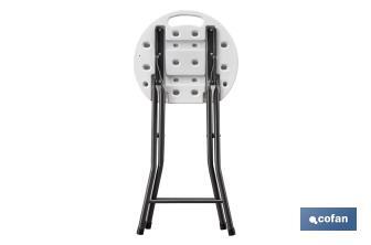 White folding stool | Suitable for indoor and outdoor use | Dimensions: 33 x 30cm wide x 46cm high - Cofan
