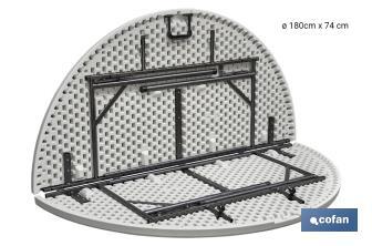 Mesa Redonda Plegable Blanca | Medida: 180 x 74 cm | Cierre Plegado por la Mitad - Cofan