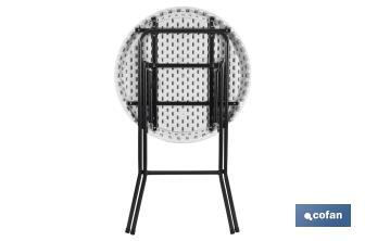Mesa alta redonda dobrável de cor branca | Adequada para utilização no interior e no exterior | Dimensões: Ø80 x 110 cm  - Cofan