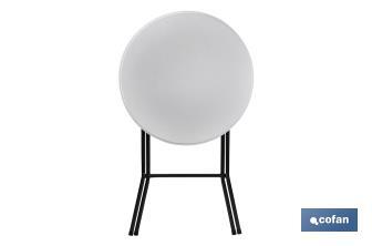 Mesa alta plegable redonda de color blanco | Adecuada para interior y exterior | Medidas: Ø 80 x 110 cm - Cofan