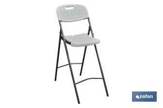 White folding bar stool | Suitable for indoor and outdoor use | Dimensions: 77 x 44 x 109cm  - Cofan