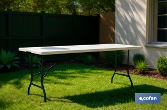 Mesa Plegable Rectangular con bloqueo de seguridad | Color: Blanco | Dos medidas a elegir - Cofan