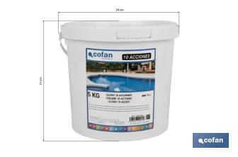 Cloro de 10 acciones en tabletas | Envase de 5 kg | Tratamiento multifunción para piscinas - Cofan