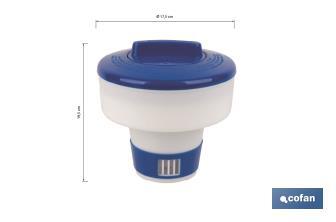 Dosificador de cloro flotante para piscinas en pastillas de 100 o 200 g - Cofan
