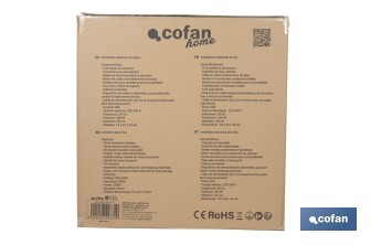 Ventilador industrial de suelo con 3 velocidades | Potencia: 250 W | Color: negro | Ángulo ajustable | Con ruedas y asa metálica | Medidas: 75 x 26 x 76 cm - Cofan