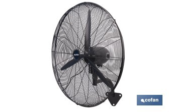 Ventilador industrial de pared con 3 velocidades | Potencia: 200 W | Color: negro | Oscilación 80° | Fácil instalación | Medidas: 81 x 81 x 88 cm - Cofan
