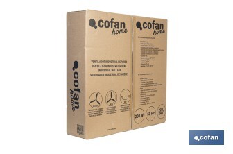 Ventilador industrial de pared con 3 velocidades | Potencia: 200 W | Color: negro | Oscilación 80° | Fácil instalación | Medidas: 81 x 81 x 88 cm - Cofan