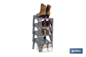 Organizador de zapatos en color gris | Pack de 4 sorportes apilables para maximizar el espacio - Cofan