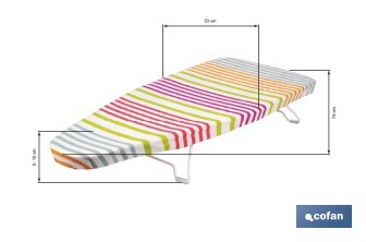 Tabla de planchar de sobremesa | Compacta y ligera | Ideal para viajes y espacios reducidos | Superficie de planchado: 74 x 33 cm - Cofan