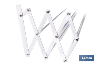 Tendedero de pared extensible en aluminio pulido | Medida: 100 cm | 5 Varillas con 5 metros de área de tendido | Ideal para Interiores y Exteriores - Cofan