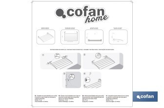 Tendedero de pared abatible | 6 varillas de aluminio | Área de tendido de 4,5 m | Longitud: 75 cm | Color: blanco - Cofan