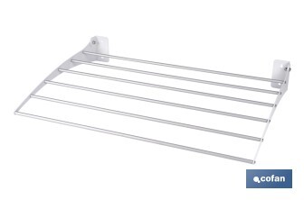 Tendedero de pared abatible | 6 varillas de aluminio | Área de tendido de 4,5 m | Longitud: 75 cm | Color: blanco - Cofan