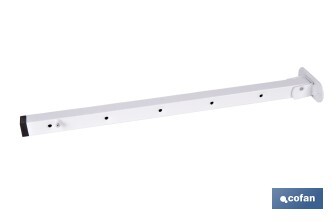 Tendedero de pared abatible | Con 2 soportes metálicos | Ancho de hasta 150 cm | Longitud: 50,5 cm | Incluye tornillos y tacos - Cofan