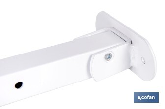 Tendedero de pared abatible | Con 2 soportes metálicos | Ancho de hasta 150 cm | Longitud: 50,5 cm | Incluye tornillos y tacos - Cofan