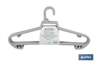 Pack de 6 cabides de plástico para roupas | Anti-deslizantes | Em Várias Cores | Medidas 38 x 18 cm - Cofan
