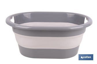 Barreño plegable con 18 litros de capacidad en color gris y blanco | Ahorro de espacio, fácil almacenamiento y transporte - Cofan