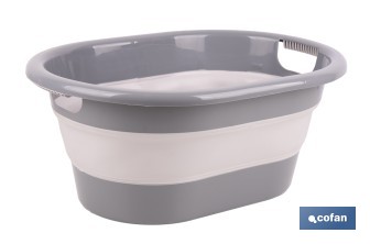 Barreño plegable con 18 litros de capacidad en color gris y blanco | Ahorro de espacio, fácil almacenamiento y transporte - Cofan