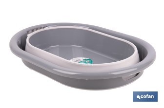 Barreño plegable con 18 litros de capacidad en color gris y blanco | Ahorro de espacio, fácil almacenamiento y transporte - Cofan