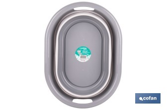 Barreño plegable con 18 litros de capacidad en color gris y blanco | Ahorro de espacio, fácil almacenamiento y transporte - Cofan