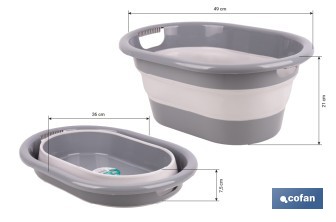 Barreño plegable con 18 litros de capacidad en color gris y blanco | Ahorro de espacio, fácil almacenamiento y transporte - Cofan