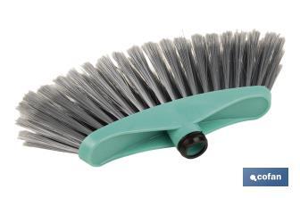 Sweeping brush | Polypropylene head | PVC bristles | Turquoise and grey | Size: 34 x 8 x 15cm - Cofan