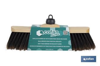 Cepillo de barrer para suelos delicados | Taco de madera de haya | Cerdas de cola de caballo | Medidas: 33 x 8 x 11 cm - Cofan