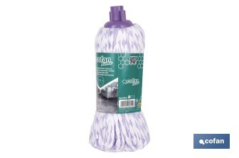 Fregona de microfibra trenzada | Rosca universal | 30 % más de absorción, volumen y ligereza | Secado rápido para una limpieza impecable - Cofan
