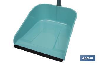 Recogedor fijo con borde de goma | Mango Metálico | Color: Verde agua - Cofan